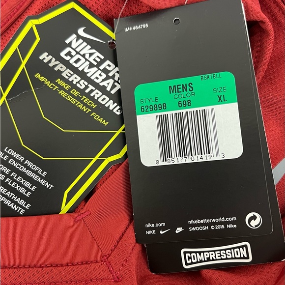 Nike Pro Tank Padded Compression Combat Deflex Basketball Red/Black Top Size XL - Picture 5 of 5